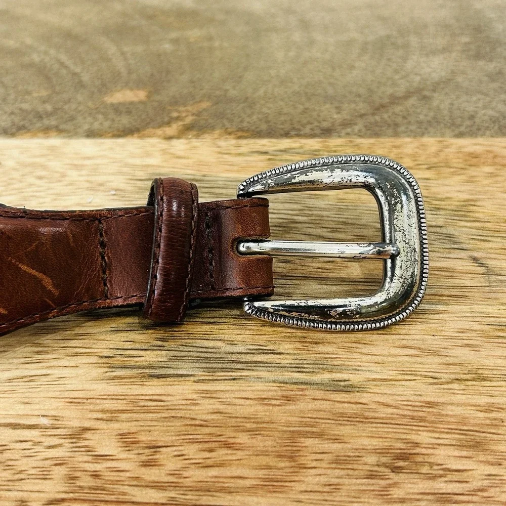 Vintage Brighton Men's Brown Leather Belt Size 32 Braided